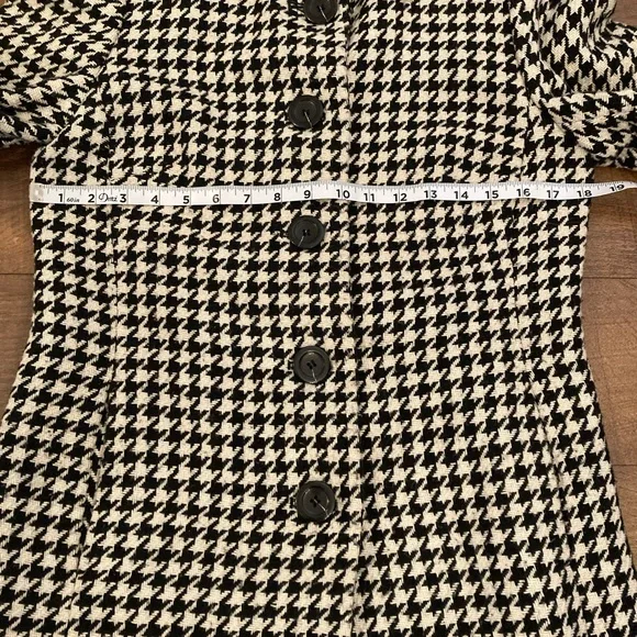 Ann Taylor Black and White Houndstooth Pea Coat - Picture 7 of 10